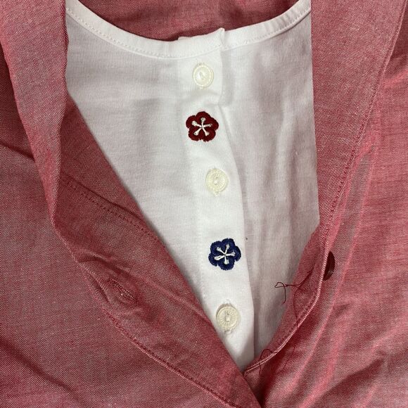 Bobbie Brooks Shirt Womens Size 20W Red 2X Embroidered Floral Work Office Casual - Picture 6 of 16